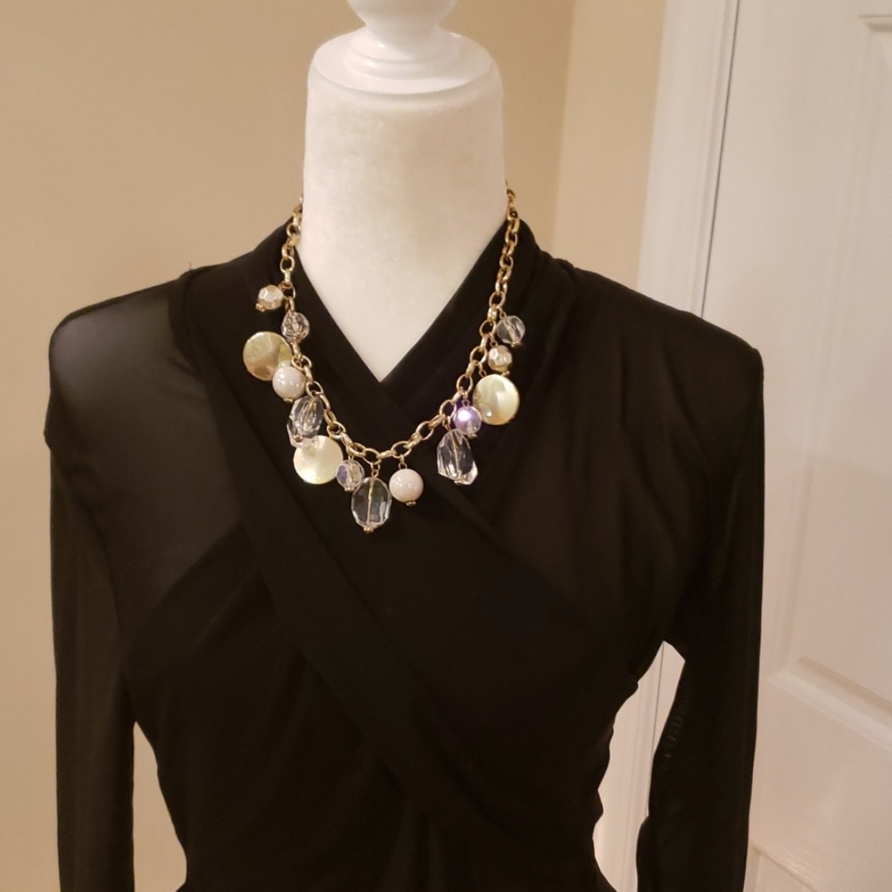 Clear and gold beaded necklace